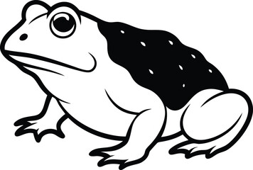 Frogs and toads set of different species in different poses. Different kinds of frogs. Black vector silhouettes