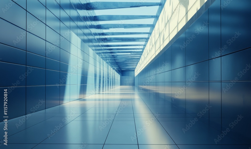 Poster rectangular tiles arranged to create a polished wall. 3d, blue background formed from futuristic blo