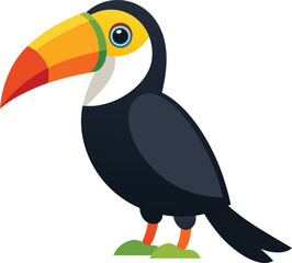 Obraz premium Big toucan bird on a branch isolated on white background. 