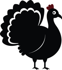 Turkey bird silhouette in black. Set of turkeys silhouette isolated for Thanksgiving Day. 