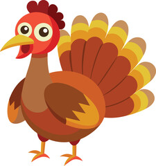 Cute cartoon Turkey bird set. Vector character illustrations isolated on white background. 