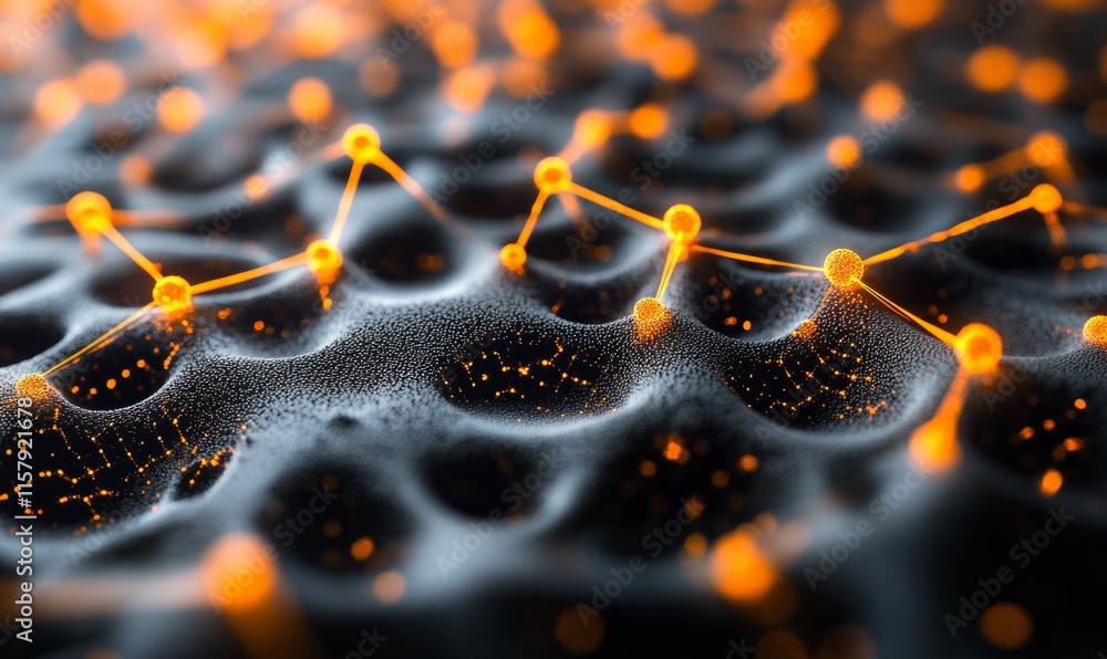 Poster microscopic 3d rendering of cellular networks