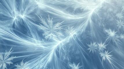 Abstract frosty winter background with delicate snowflake patterns and icy textures.