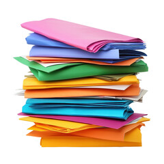 Colorful Stacked Papers on a White Background