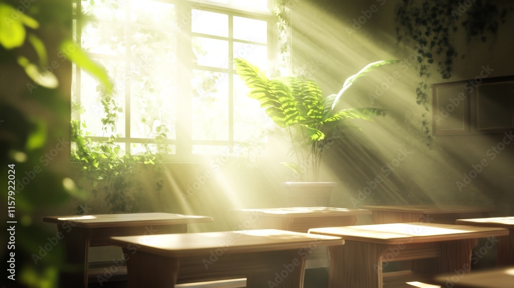 Poster soft light in a calm classroom setting