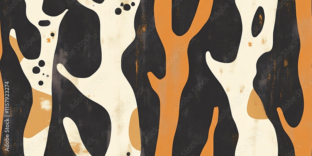 Poster unique seamless repeat pattern featuring earthy tones and abstract shapes