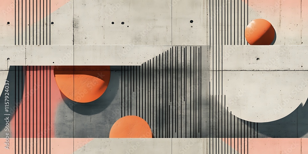 Poster colorful seamless repeat pattern with geometric shapes and concrete textures