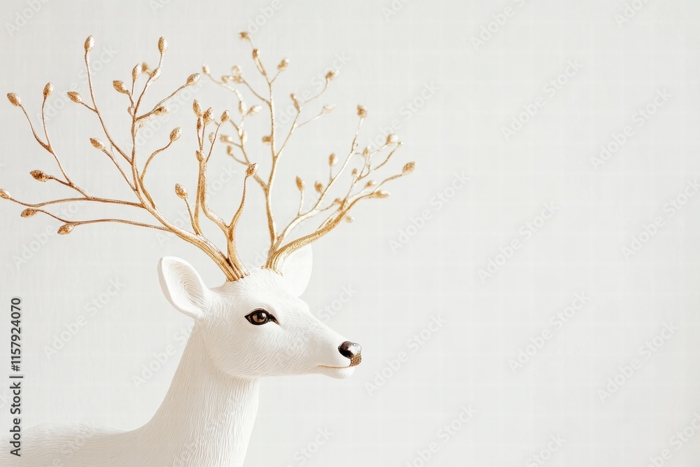 Poster elegant deer with branching antlers ready for mock up in a bright and minimalistic setting. generati