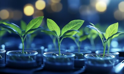 Plant biotechnology icon highlighting vitamin-enriched, genome-engineered seedlings highlighted as an example of agricultural scientific advancements.
