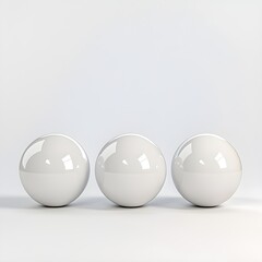 Three Glossy White Spheres on Minimalist Background