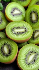 Vibrant Close-Up Image of Freshly Sliced Kiwi Fruit