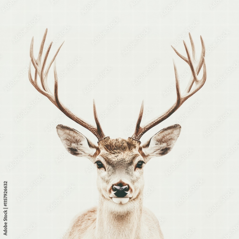 Fototapete elegant deer with branching antlers showcasing natural beauty in a minimalistic setting for creative