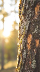 Lush Moss on Tree Bark Capturing Nature's Intricate Textures