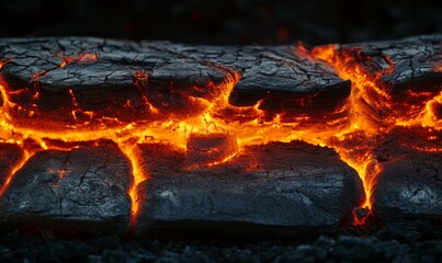 Fototapeta premium Selective focusing of burnt coal