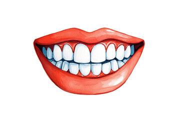 Bright Smiling Mouth with White Teeth Illustration