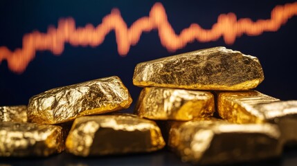 Rising Futures Contracts on Digital Screen with Gold Bars