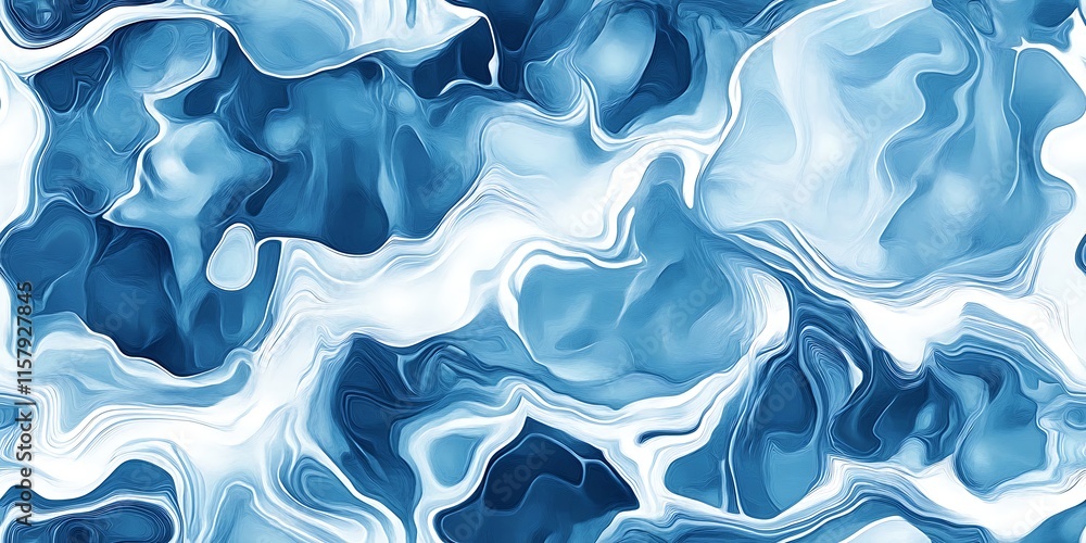 Poster fluid blue waves create a seamless pattern for modern design aesthetics