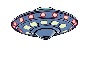 cartoon ufo spaceship on a transparant background