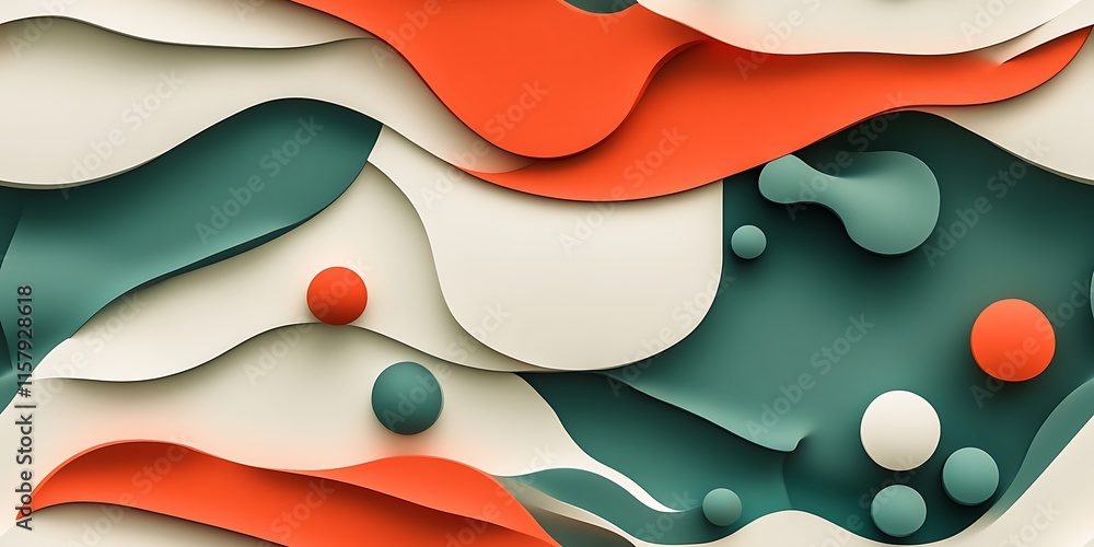 Poster seamless abstract pattern with flowing shapes and vibrant colors