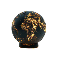 Illuminated globe depicting global connections. transparent background