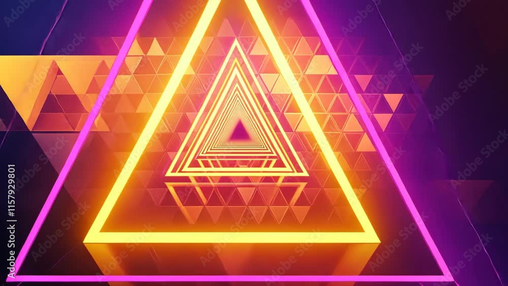 Poster geometric neon patterns create a vibrant display in a modern digital art piece
