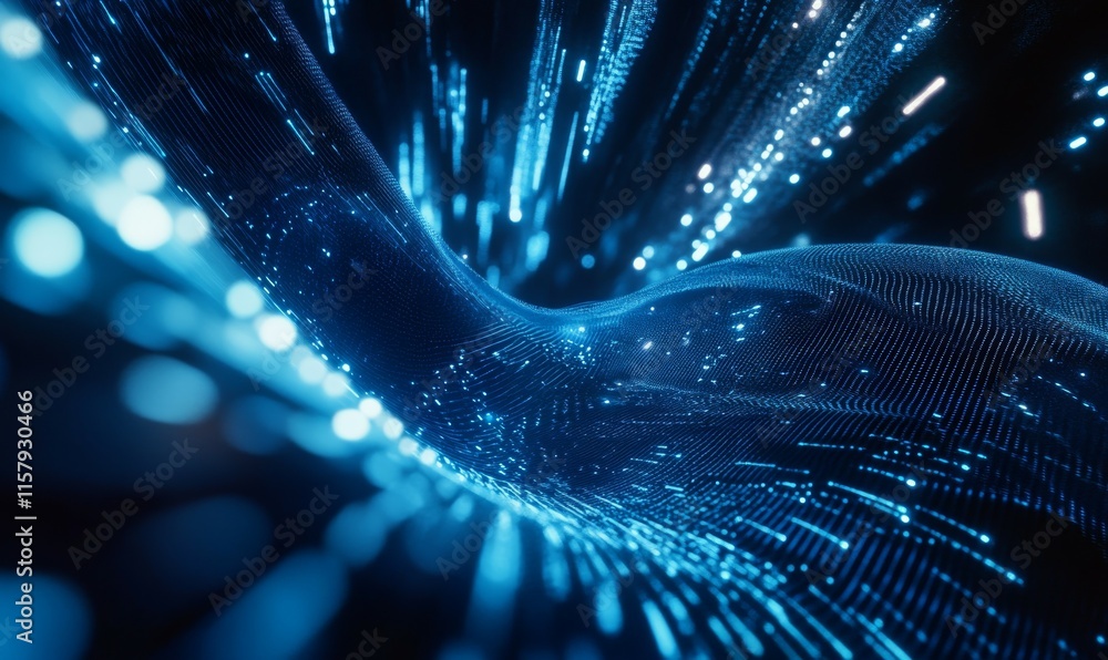 Poster sound wave and audio technology concept. blue, futuristic digital style. 3d render.