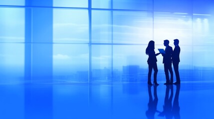 Fototapeta premium Executive Team Planning in Soft Blue Environment