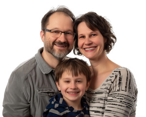Family father mother son daughter kid studio photo white background