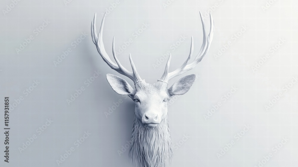 Leinwandbilder Elegant deer with branching antlers adorned on a smooth background for mock up and design purposes with ample copy space. Generative AI