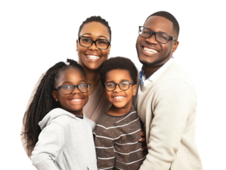 Family father mother son daughter kid studio photo white background