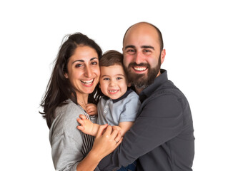 Family father mother son daughter kid studio photo white background