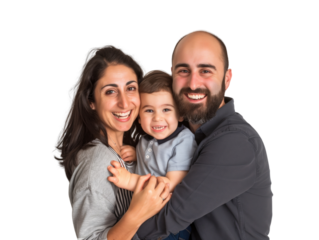 Family father mother son daughter kid studio photo white background