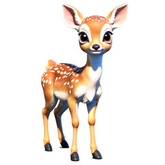 Fototapeta premium Adorable 3D Rendered Fawn: A Delightful Digital Creation. Transparent Background.