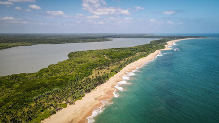 Fototapeta premium The aerial view of the beach in Southern Sri Lanka