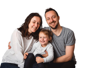 Fototapeta premium Family father mother son daughter kid studio photo white background