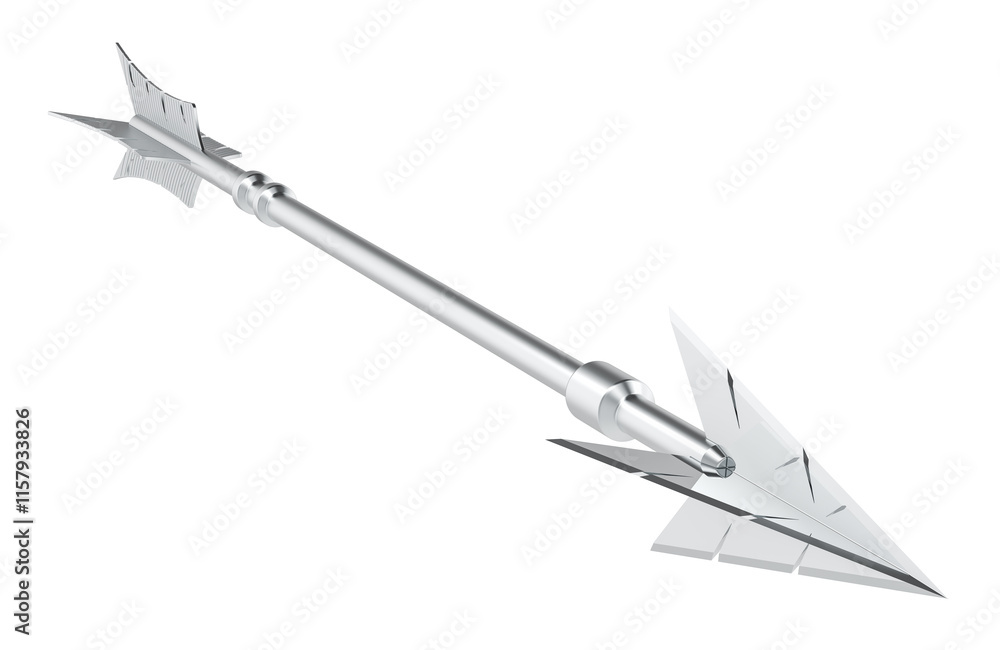 Poster metallic arrow, 3d rendering isolated on transparent background