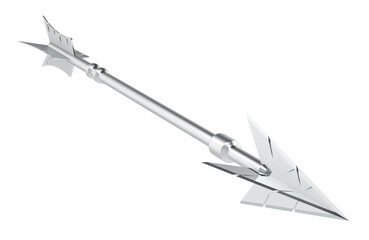 Metallic arrow, 3D rendering isolated on transparent background