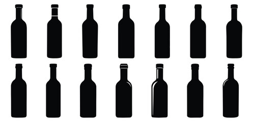 Vine silhouette set vector design big pack of bottle illustration and icon