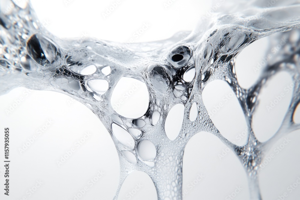 Poster abstract close-up of a foamy substance, resembling a network of interconnected bubbles.