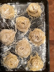 Fresh homemade pasta in the kitchen 
