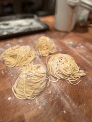 pasta on wooden table