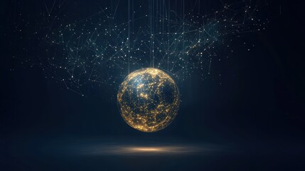Obraz premium Global network connection, glowing earth.