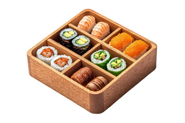 Fresh Sushi Selection in Wooden Box
