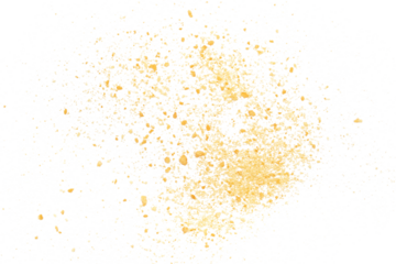 Pile biscuit crumbs flying, isolated on white, clipping path