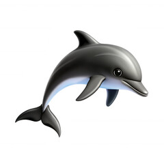 Fototapeta premium A friendly dolphin emoji jumps playfully, characterized by a sleek gray body and a cheerful expression. Perfect for digital communication.