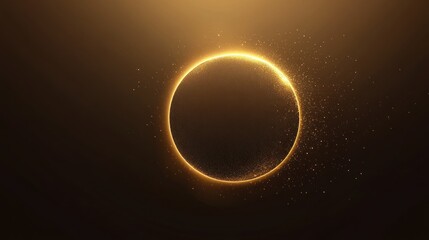 Glowing golden circle on dark background.