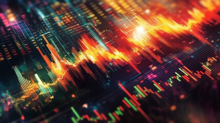 Obraz premium Vibrant Data Analysis with Bold Colors and Light Effects