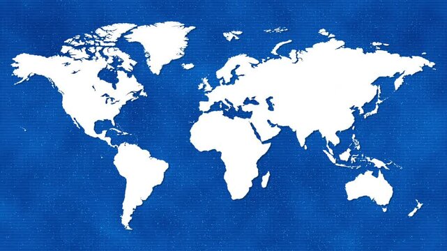 News background full screen with particles and world map earth loop animation blue background