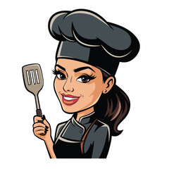 African American Female Chef Vector - Stylish Culinary Character Design