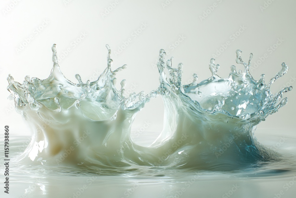 Poster a stunning image of a milk splash, creating a crown-like form with intricate details.
